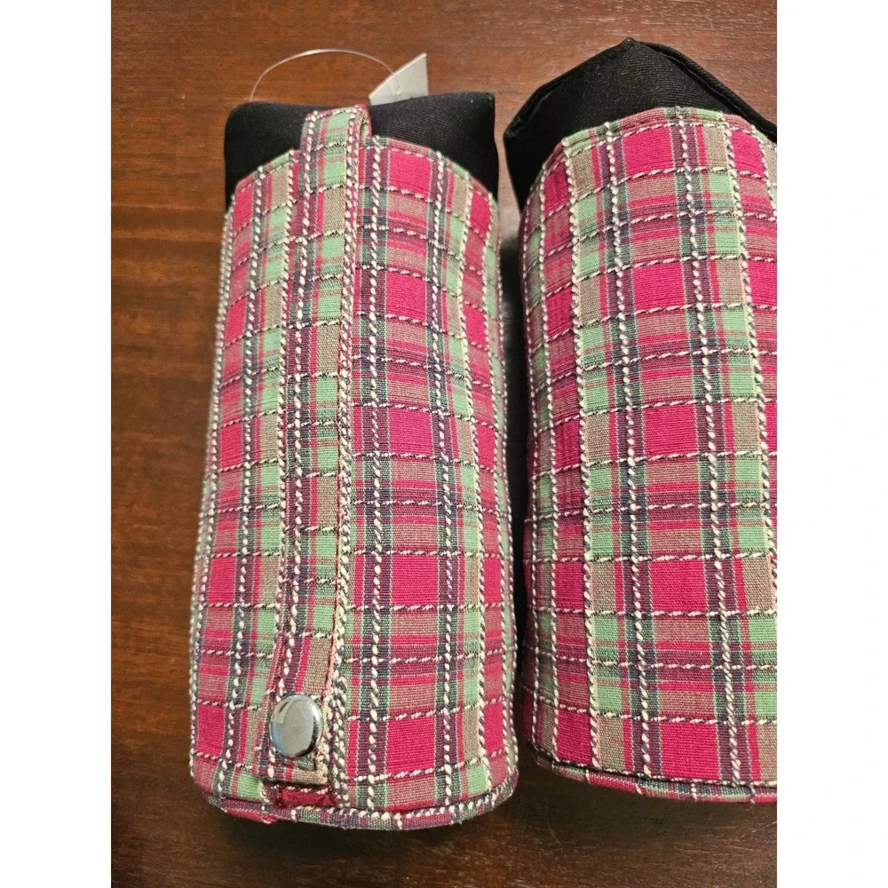 Longaberger Water Drink Bottle Beverage Lot of 6 Holiday Plaid Snap Handle